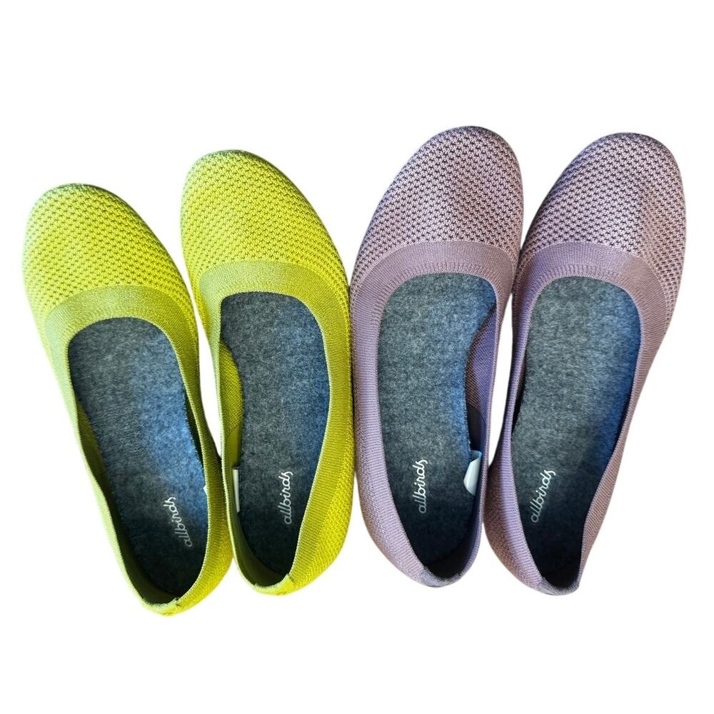 Allbirds Tree Breezers Ballet Flats Bundle Pink & Chartreuse Green Knit Size 11 - Picture 2 of 6